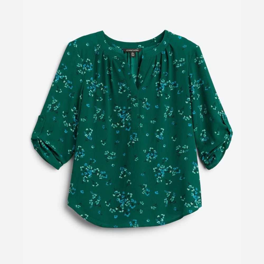 New! 41 Hawthorn Green floral blouse